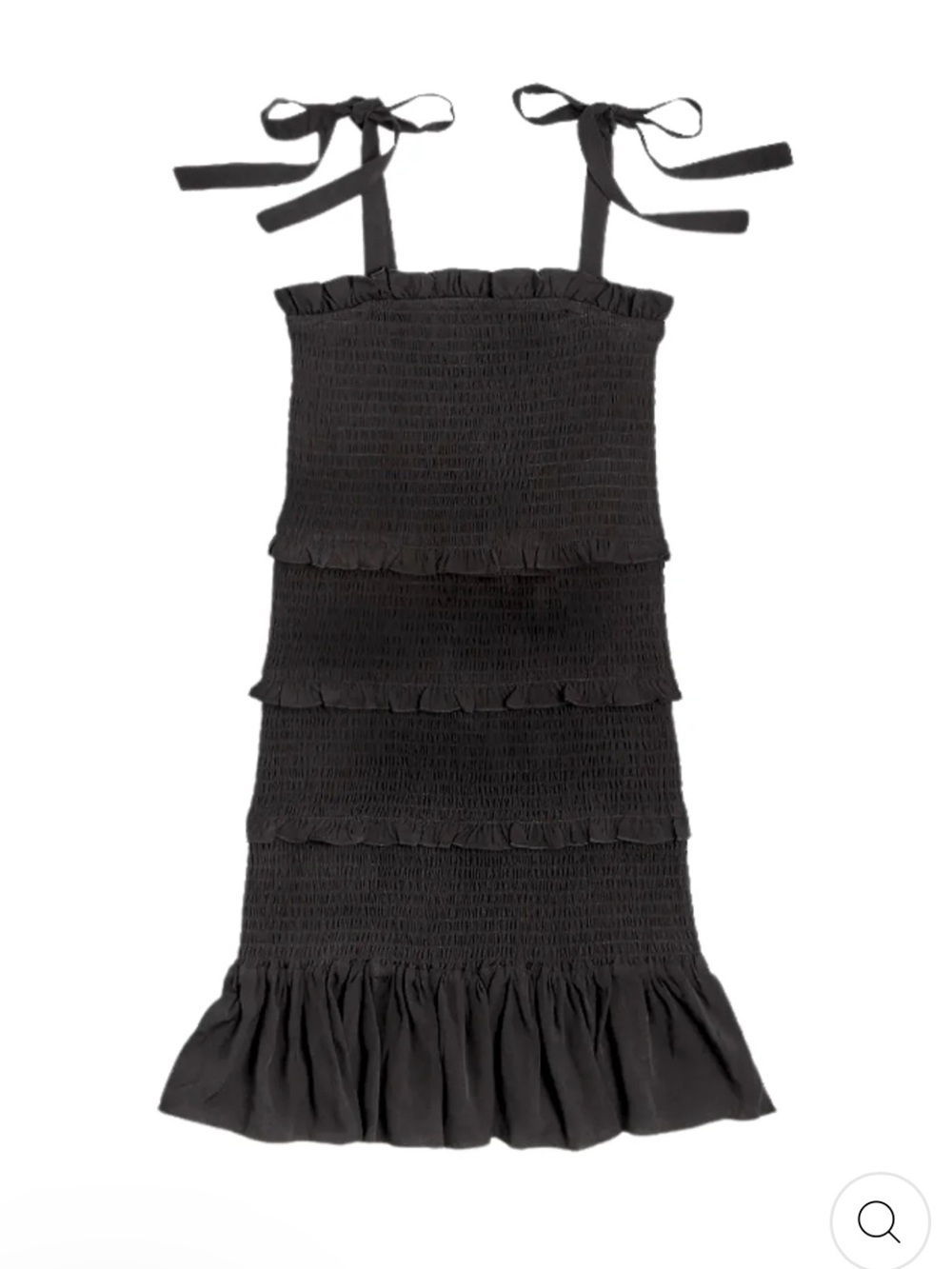 Katie J NYC Black Smocked Tie-Shoulder Ruffle Dress for Girls